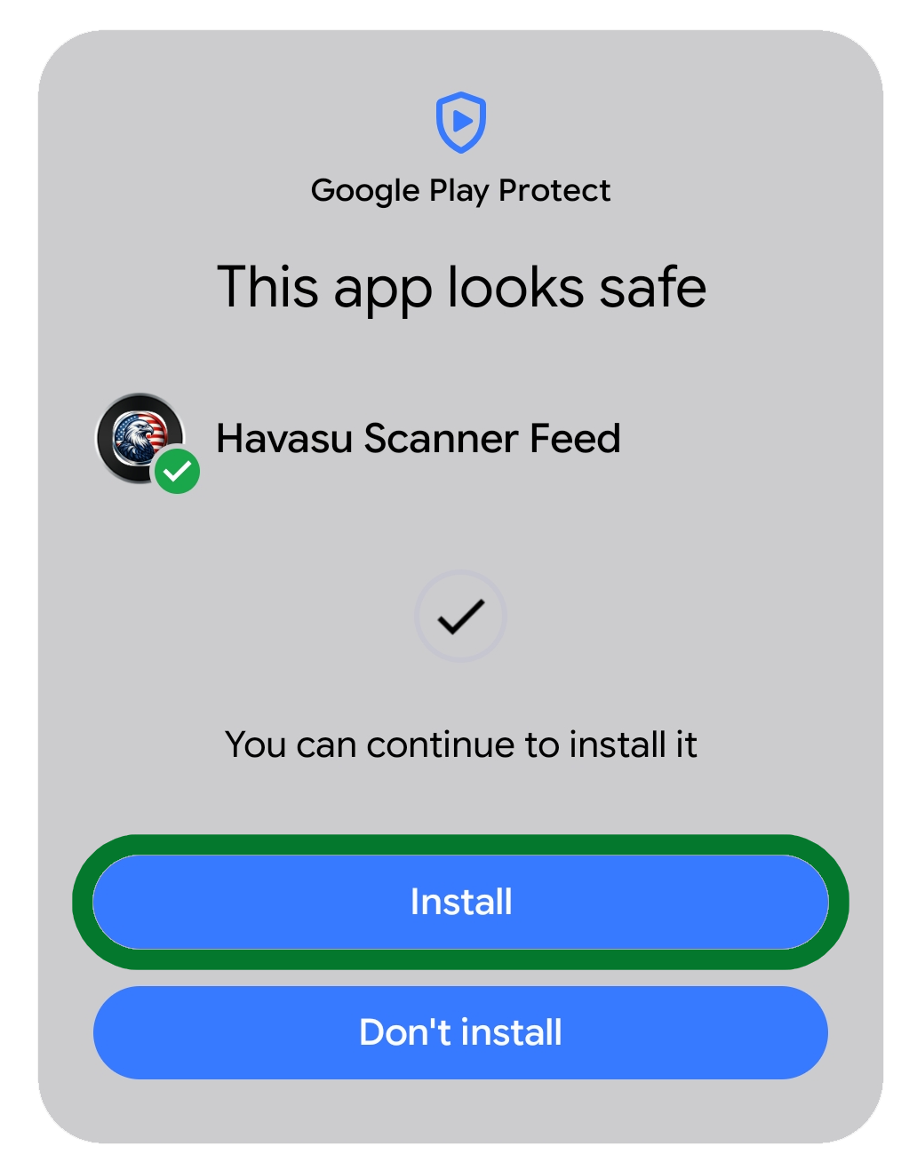 Google Play Protect app looks safe screen