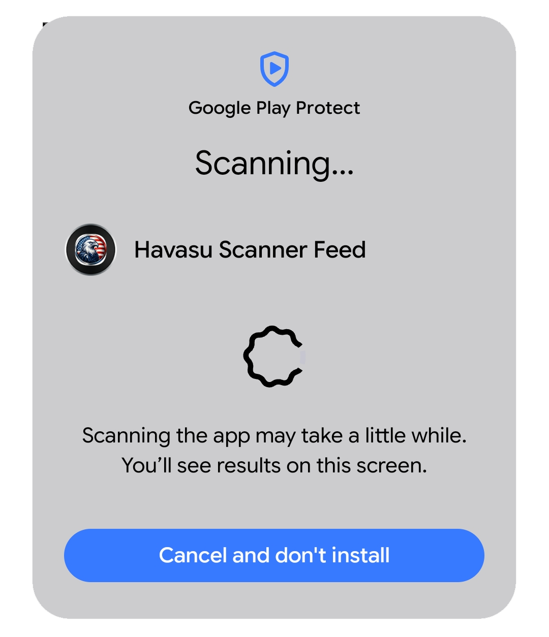 Google Play Protect scanning app screen